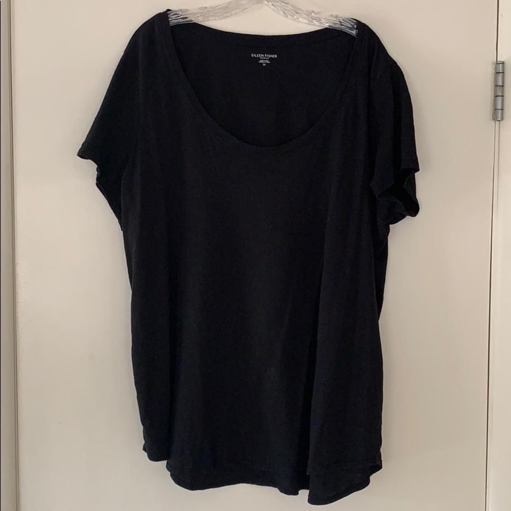 Eileen Fisher black cotton t shirt